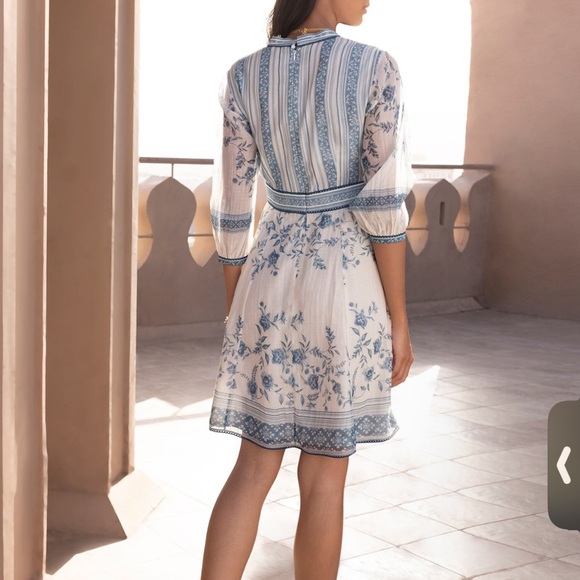 Anita Dongre aviva Floral Blue and White Dress - Picture 3 of 10